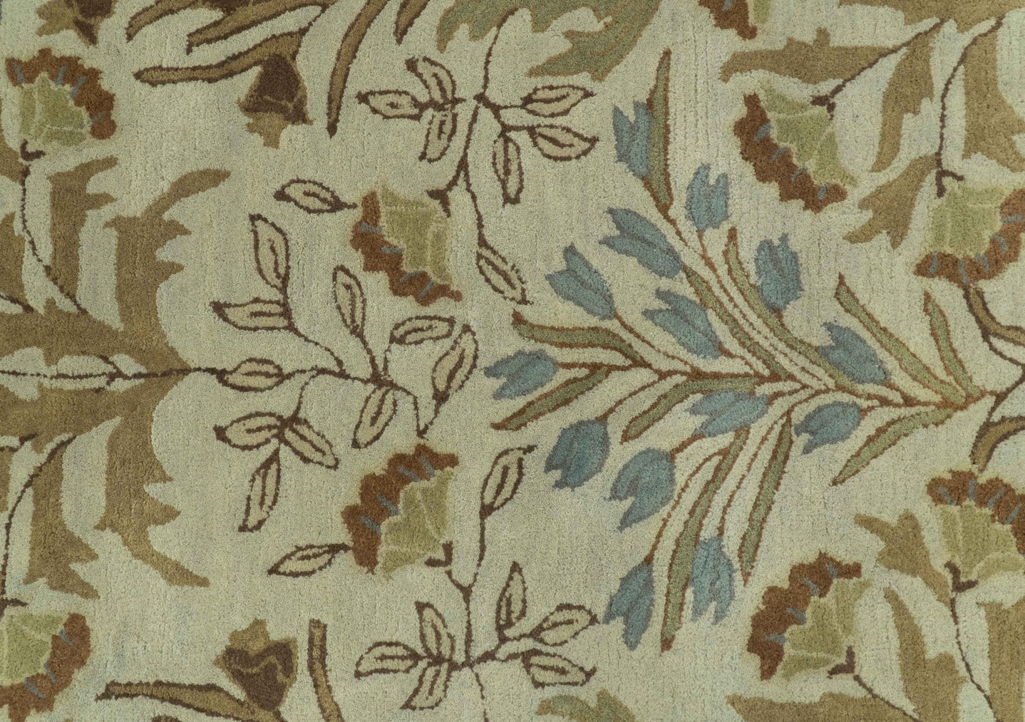 Beige And Brown Traditional Floral Design Hand Tufted 8x10 Wool Area Rug - The Rug Decor