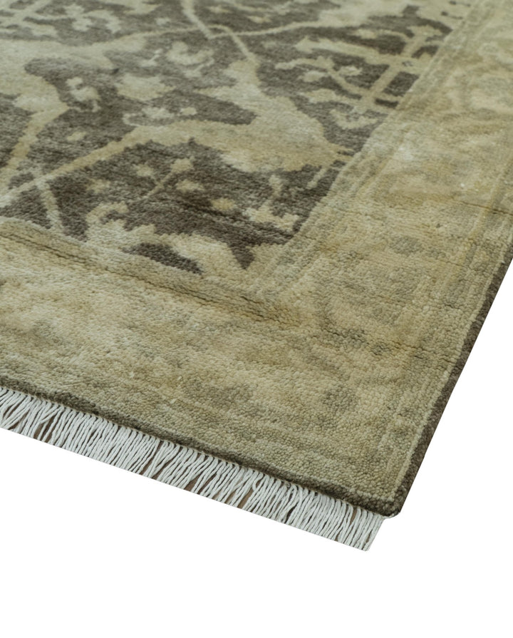 Beige And Brown Traditional Oushak Design Hand Knotted 3x5 wool area rug - The Rug Decor