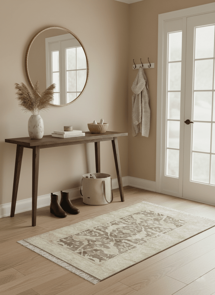 Beige And Brown Traditional Oushak Design Hand Knotted 3x5 wool area rug - The Rug Decor