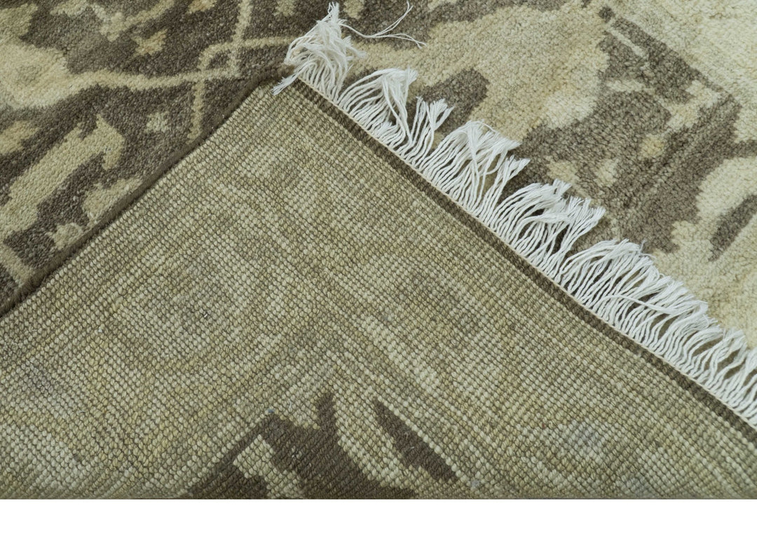 Beige And Brown Traditional Oushak Design Hand Knotted 3x5 wool area rug - The Rug Decor