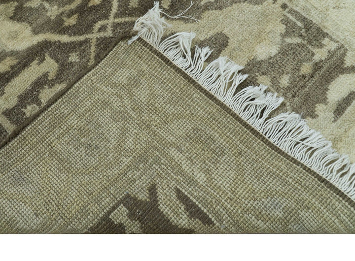 Beige And Brown Traditional Oushak Design Hand Knotted 3x5 wool area rug - The Rug Decor