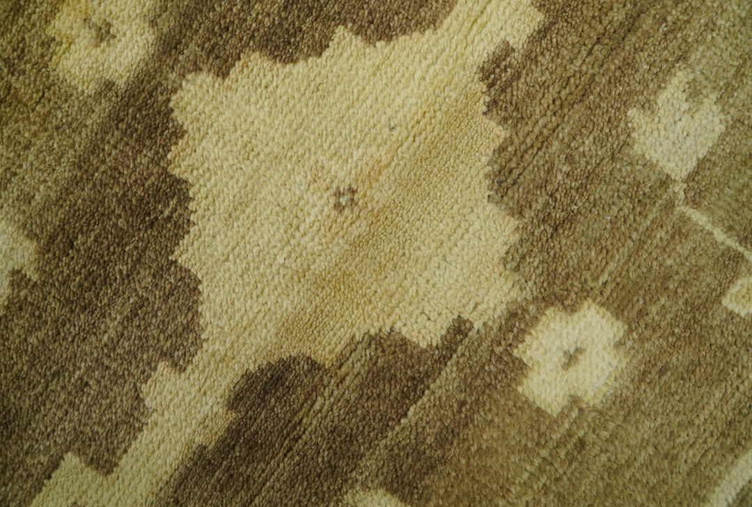 Beige And Brown Traditional Oushak Hand knotted Wool Area Rug - The Rug Decor