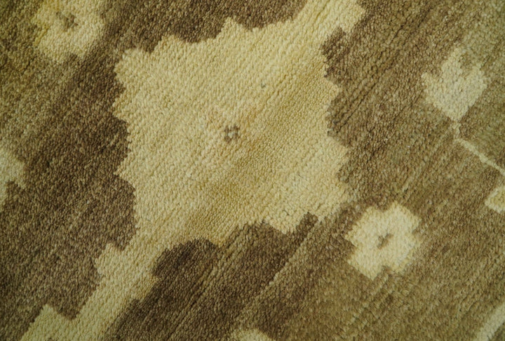 Beige And Brown Traditional Oushak Hand knotted Wool Area Rug - The Rug Decor