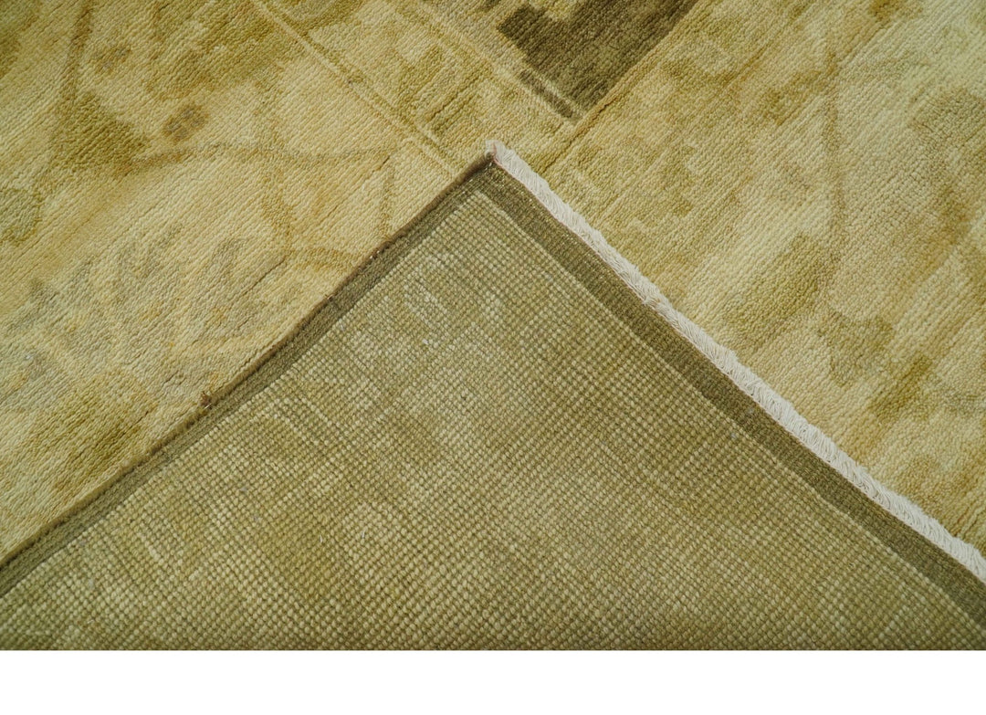 Beige And Brown Traditional Oushak Hand knotted Wool Area Rug - The Rug Decor