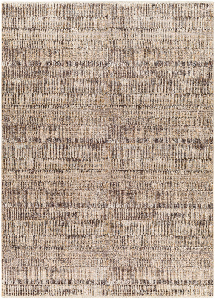 Beige And Charcoal Contemporary Style Machine Woven Rug - The Rug Decor