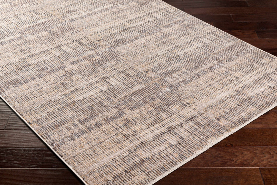 Beige And Charcoal Contemporary Style Machine Woven Rug - The Rug Decor