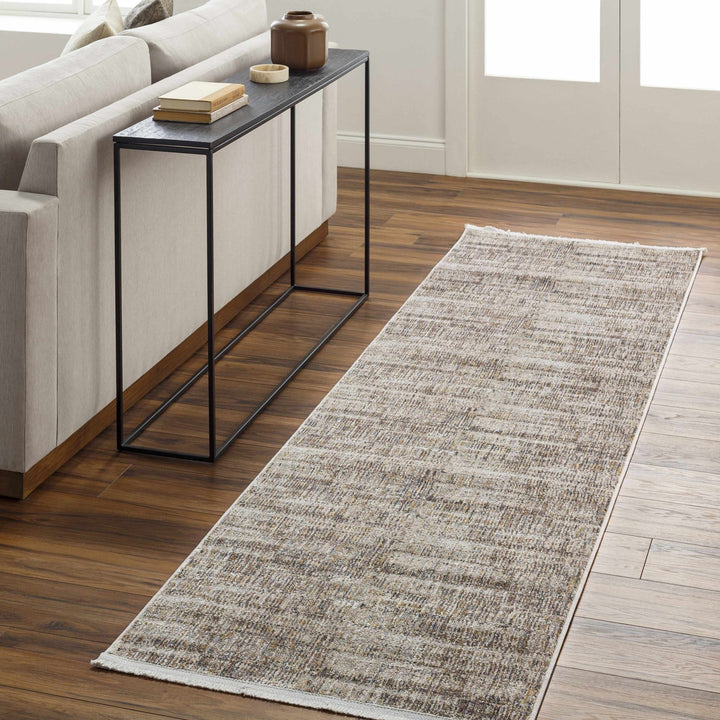 Beige And Charcoal Contemporary Style Machine Woven Rug - The Rug Decor