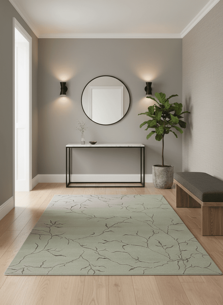 Beige and Charcoal Hand loom Crack Design 6x9 wool and Art Silk Area Rug - The Rug Decor