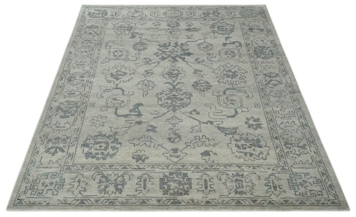 Beige and Gray 8x10 hand knotted Oushak wool Area rug - The Rug Decor