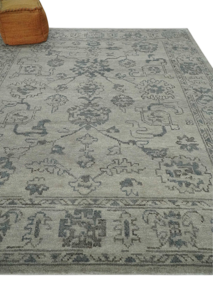 Beige and Gray 8x10 hand knotted Oushak wool Area rug - The Rug Decor