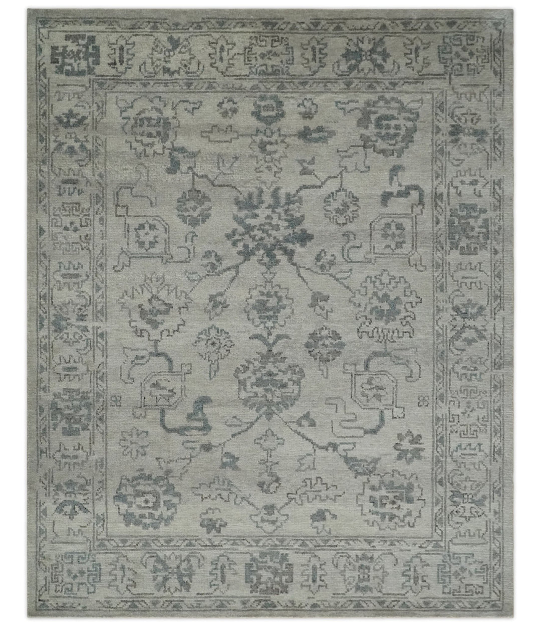 Beige and Gray 8x10 hand knotted Oushak wool Area rug - The Rug Decor