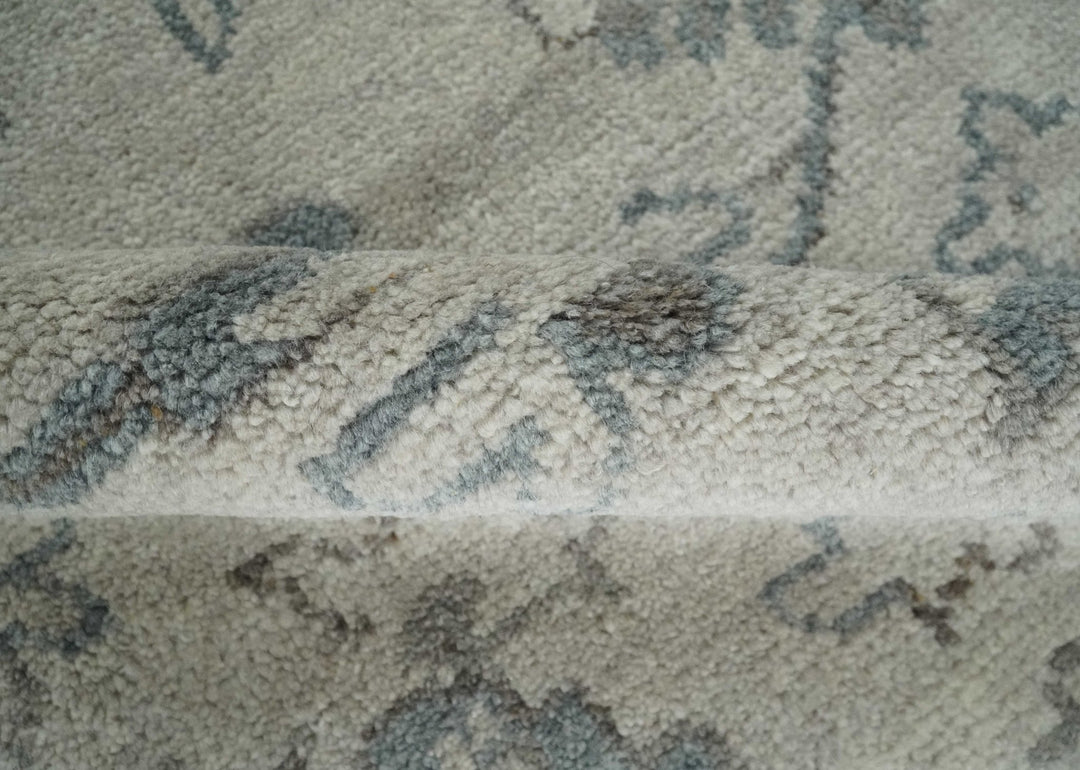 Beige and Gray 8x10 hand knotted Oushak wool Area rug - The Rug Decor