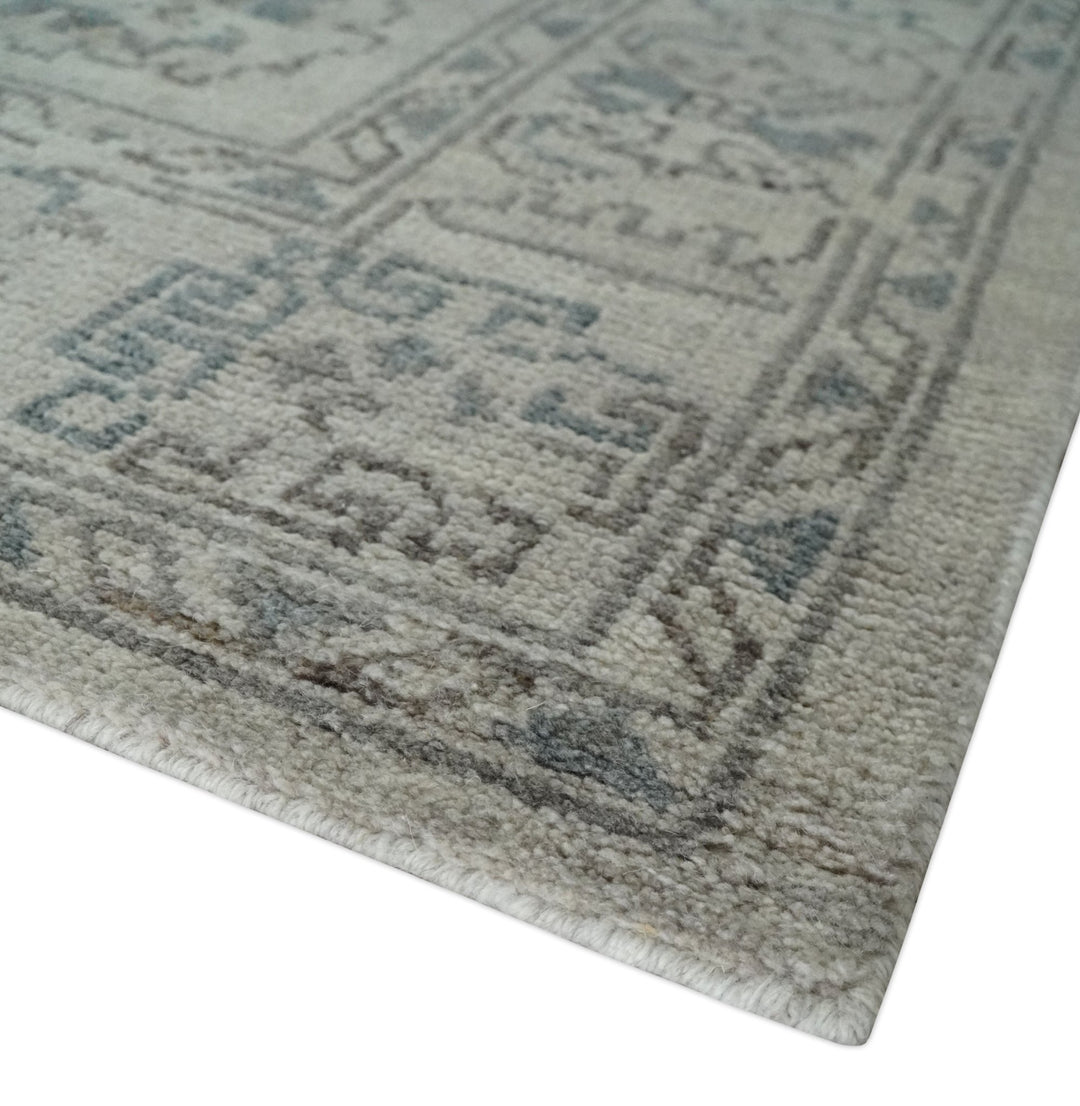 Beige and Gray 8x10 hand knotted Oushak wool Area rug - The Rug Decor