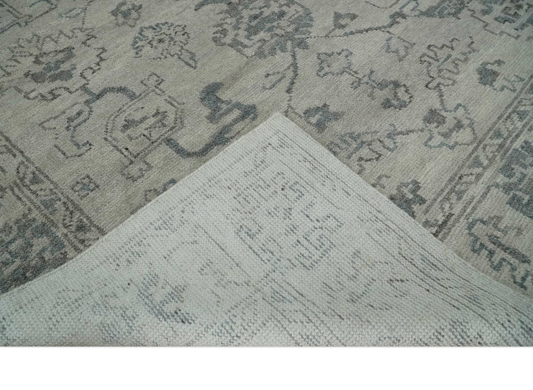 Beige and Gray 8x10 hand knotted Oushak wool Area rug - The Rug Decor