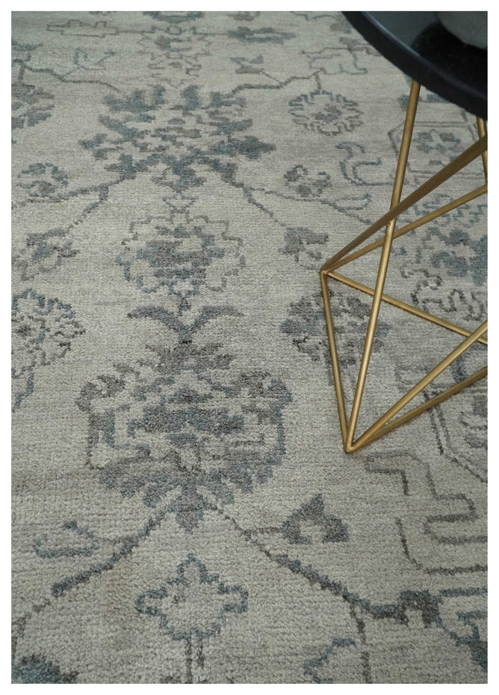Beige and Gray 8x10 hand knotted Oushak wool Area rug - The Rug Decor