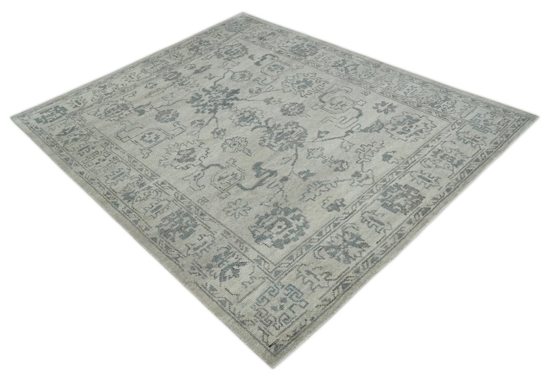 Beige and Gray 8x10 hand knotted Oushak wool Area rug - The Rug Decor