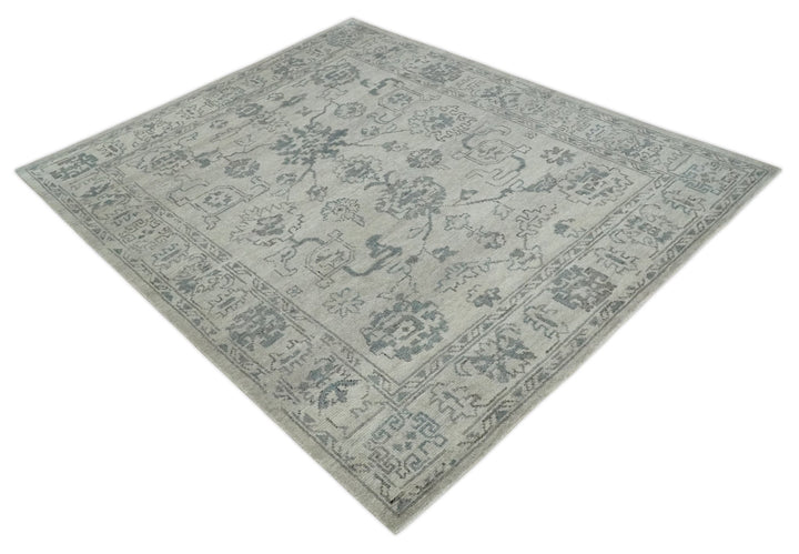 Beige and Gray 8x10 hand knotted Oushak wool Area rug - The Rug Decor