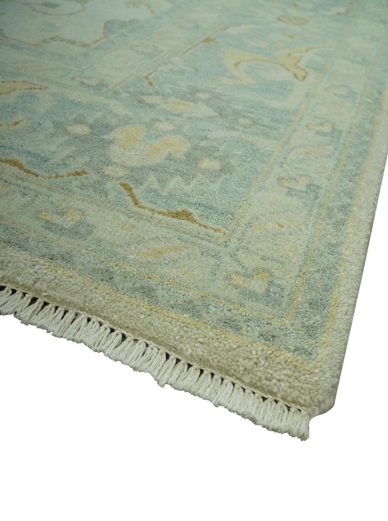 Beige and Gray 8x10 Hand Knotted Traditional Oriental Oushak wool area rug - The Rug Decor