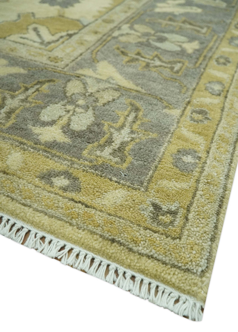 Beige and Gray 8x10 Hand Knotted Traditional Oriental Oushak Wool area rug - The Rug Decor