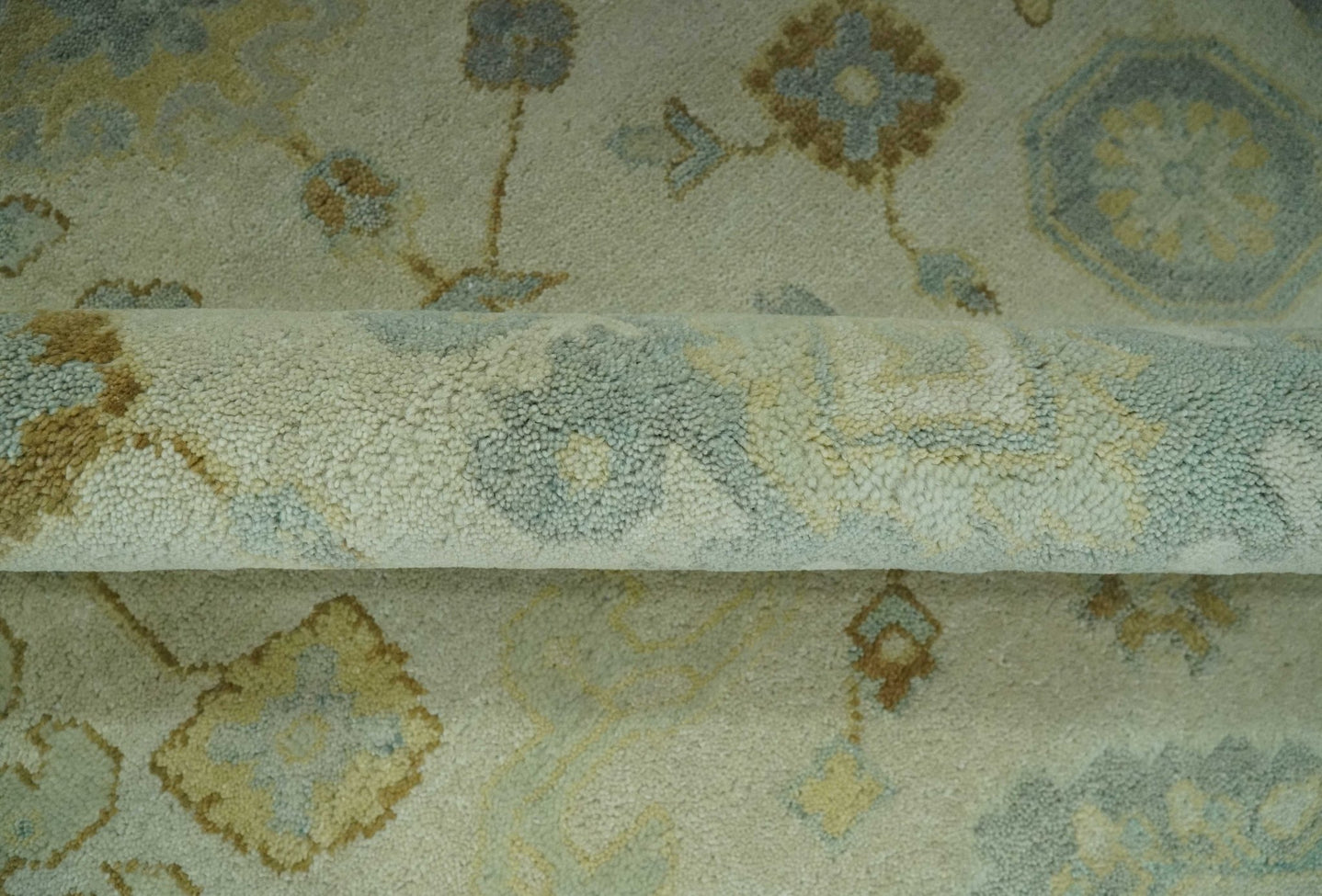 Beige and Gray 8x10 Hand Knotted Traditional Oriental Oushak wool area rug - The Rug Decor