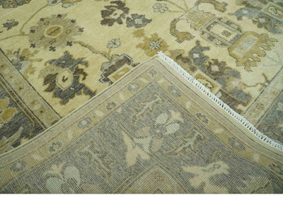 Beige and Gray 8x10 Hand Knotted Traditional Oriental Oushak Wool area rug - The Rug Decor