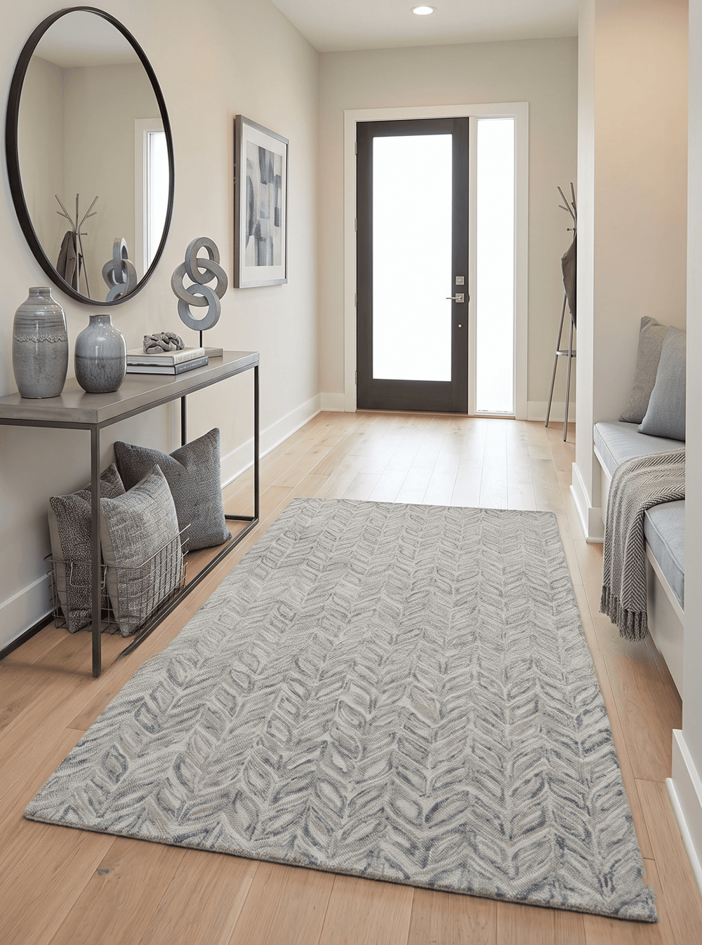 Beige and Gray Hand Tufted Modern Wool Loop Rug - The Rug Decor