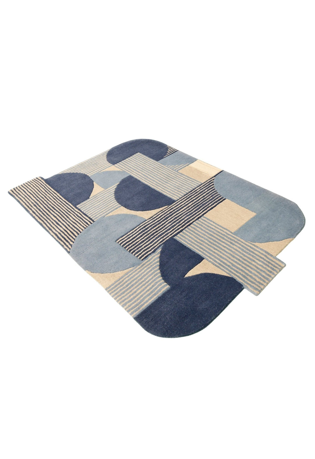 Beige And Gray Modern Stripes Hand Tufted 4x6 Wool Rug - The Rug Decor