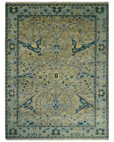 Beige and Gray Traditional Oriental Oushak 6x9 wool Area Rug - The Rug Decor