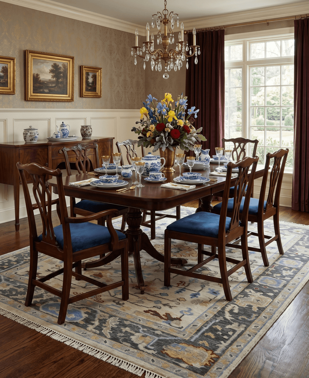 Beige and Gray Traditional Oriental Oushak Hand Knotted Wool Area Rug - The Rug Decor