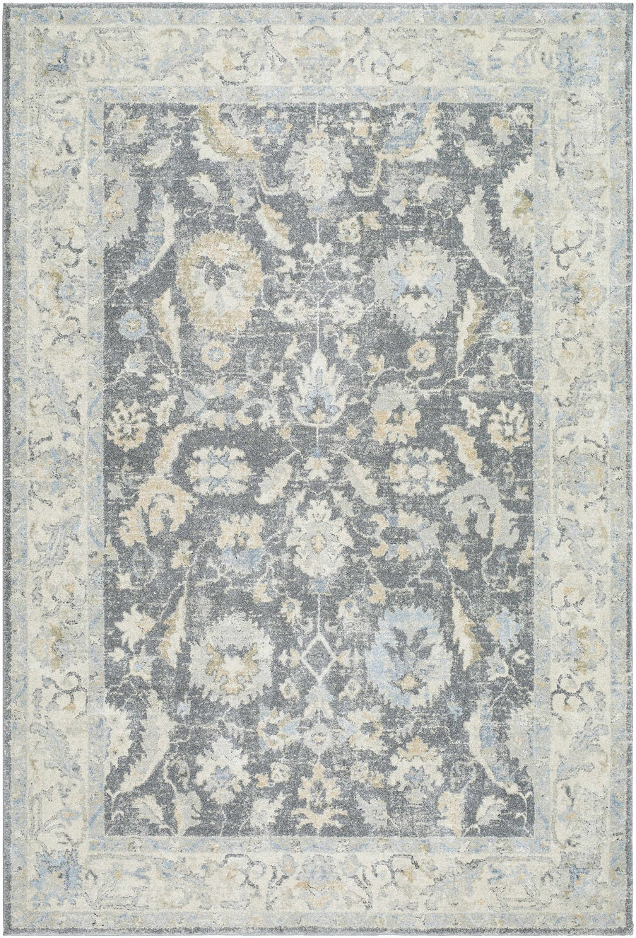 Beige And Gray Traditional Style Machine Woven Area Rug - The Rug Decor