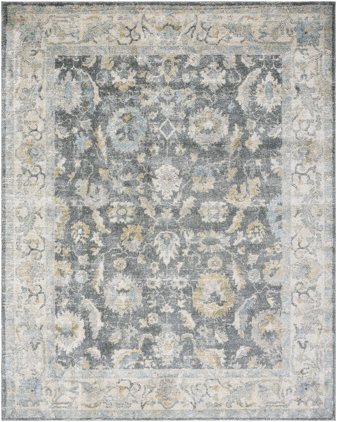 Beige And Gray Traditional Style Machine Woven Area Rug - The Rug Decor