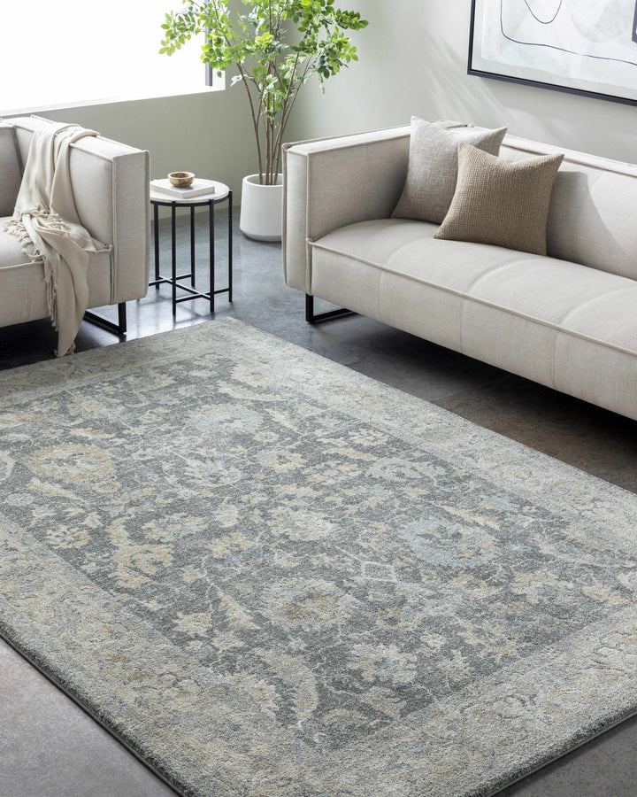 Beige And Gray Traditional Style Machine Woven Area Rug - The Rug Decor