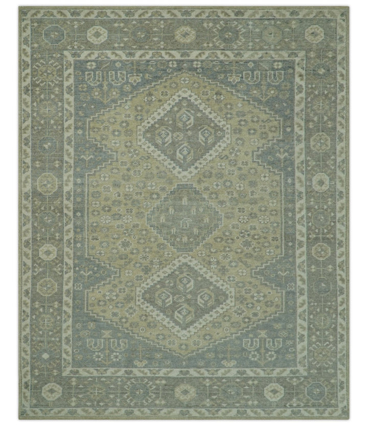 Beige And Gray Traditional Turkish Design 8x10 Hand Knotted Wool Area Rug - The Rug Decor