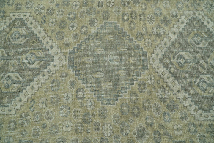 Beige And Gray Traditional Turkish Design 8x10 Hand Knotted Wool Area Rug - The Rug Decor