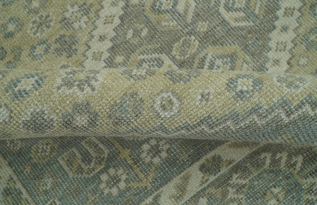 Beige And Gray Traditional Turkish Design Hand Knotted Custom Made Wool Rug - The Rug Decor