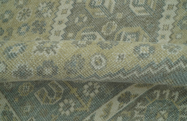 Beige And Gray Traditional Turkish Design Hand Knotted Custom Made Wool Rug - The Rug Decor