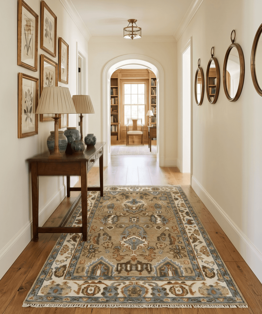 Beige and Ivory Hand knotted Traditional Oriental Oushak Multi Size Wool Area Rug - The Rug Decor