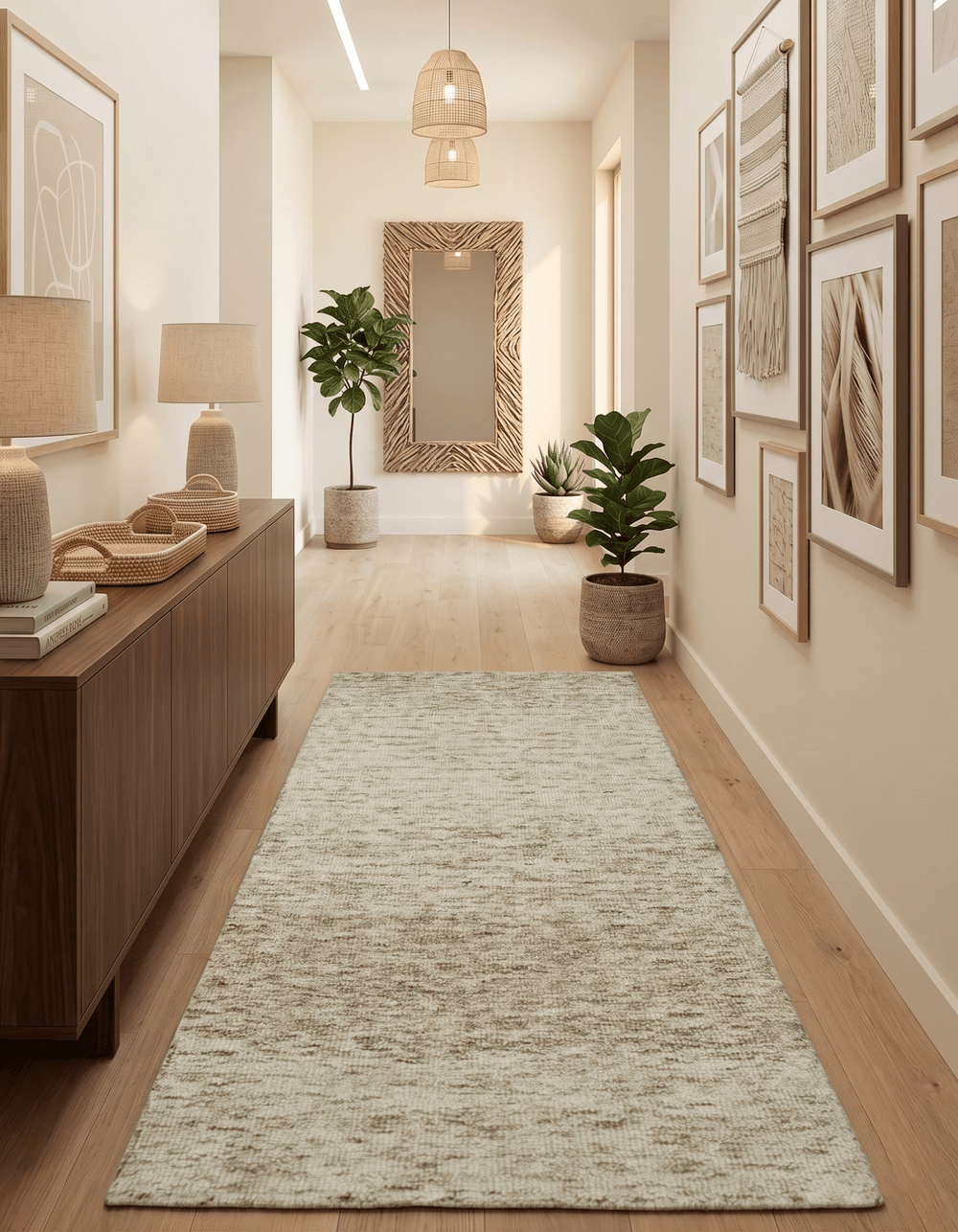Beige and Ivory Modern Solid Hand Woven Wool Rug - The Rug Decor