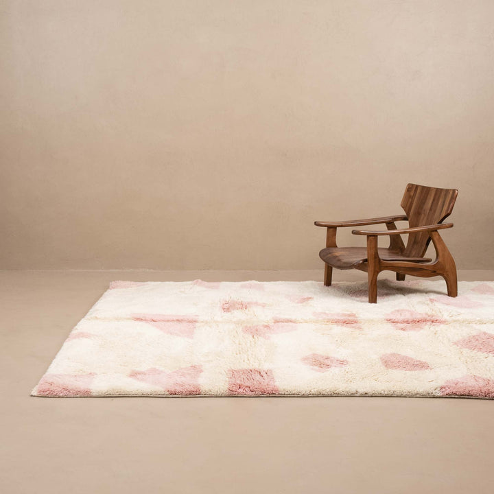 Beige And Peach Contemporary Moroccan Hand Knotted 8x10 Wool Rug - The Rug Decor