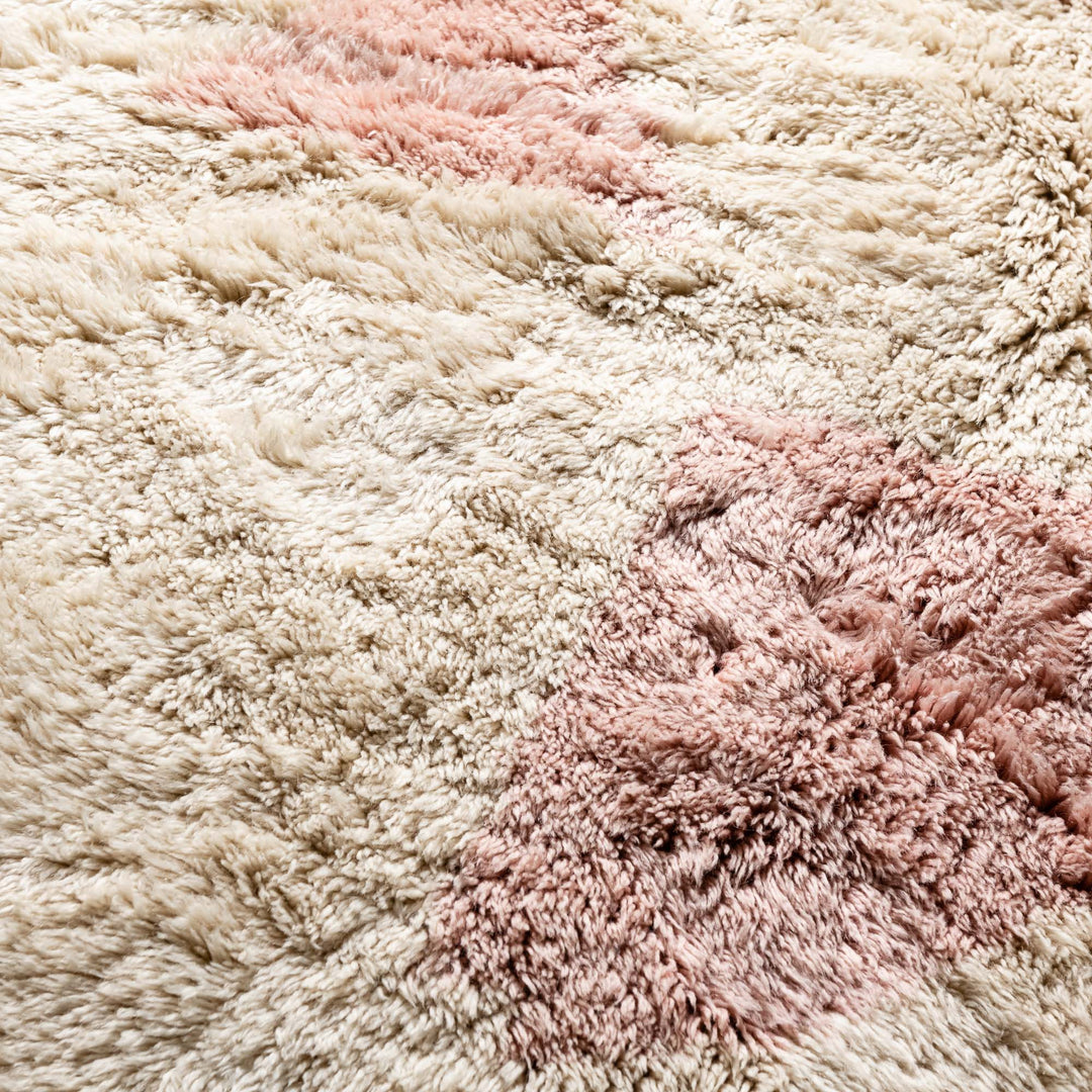 Beige And Peach Contemporary Moroccan Hand Knotted 8x10 Wool Rug - The Rug Decor