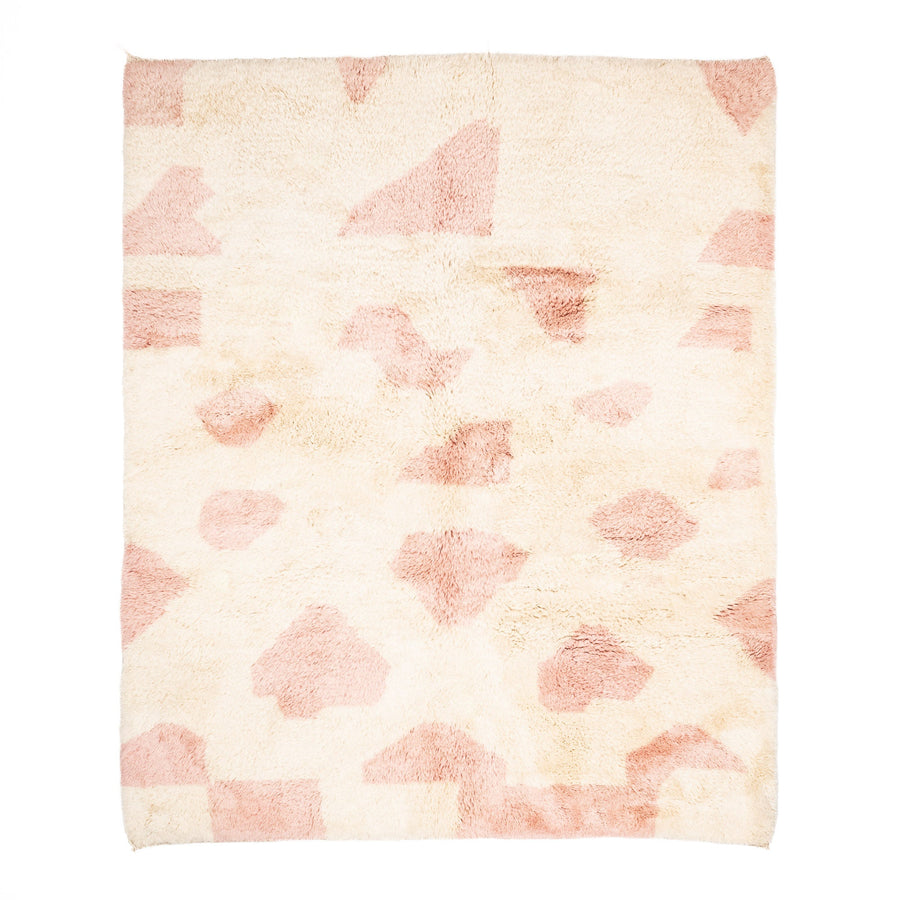 Beige And Peach Contemporary Moroccan Hand Knotted 8x10 Wool Rug - The Rug Decor