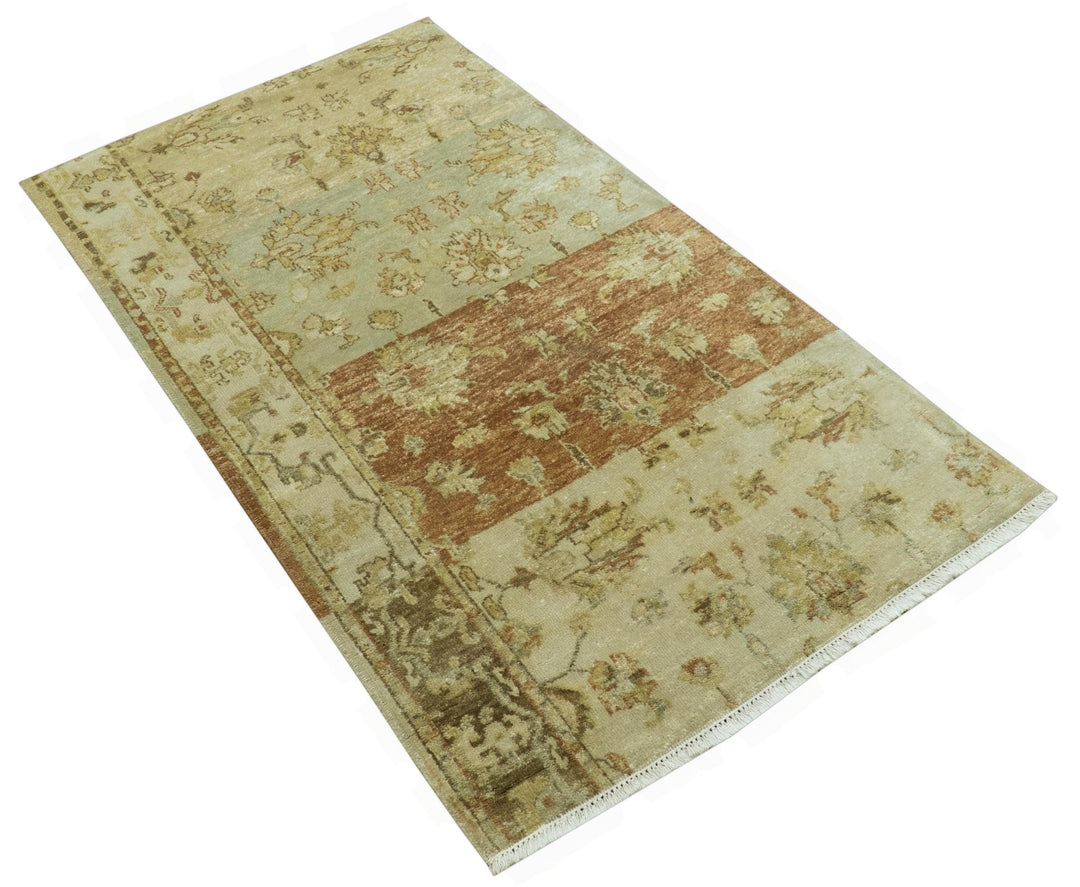 Beige And Rust Traditional Serapi Design Hand Knotted 2x5 Wool Area Rug - The Rug Decor