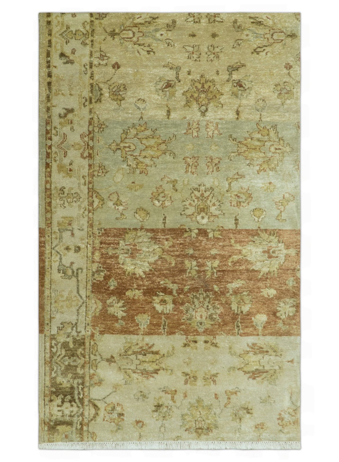 Beige And Rust Traditional Serapi Design Hand Knotted 2x5 Wool Area Rug - The Rug Decor