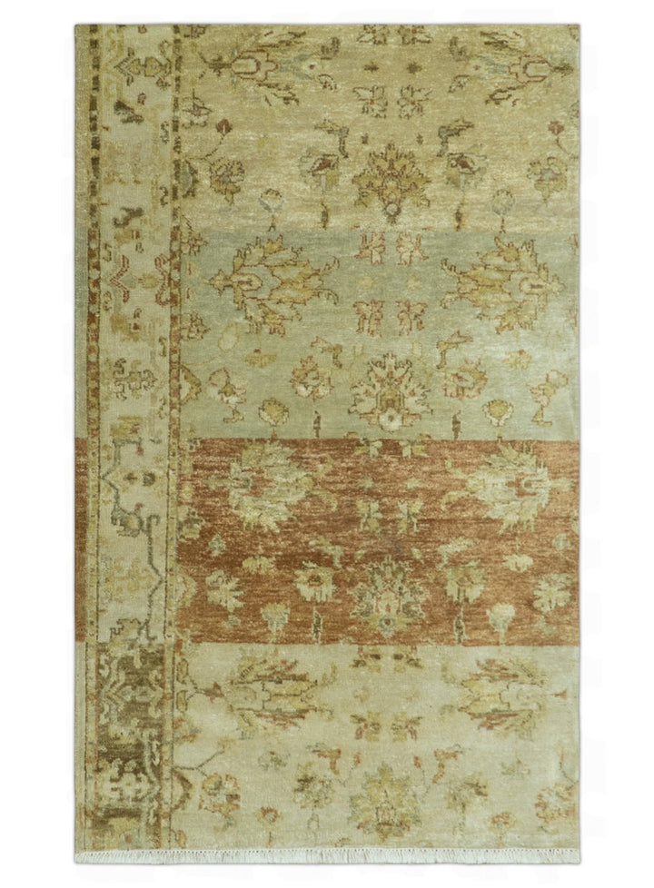 Beige And Rust Traditional Serapi Design Hand Knotted 2x5 Wool Area Rug - The Rug Decor