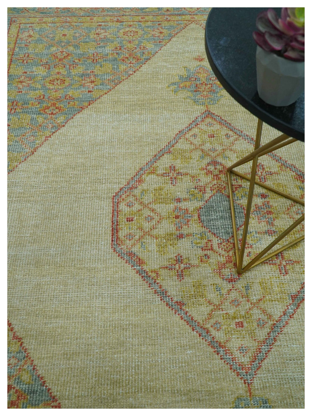 Beige and Rust Traditional Turkish Medallion Hand Knotted 8x10 Wool Area Rug - The Rug Decor