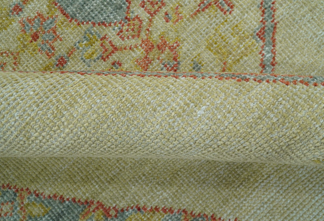 Beige and Rust Traditional Turkish Medallion Hand Knotted 8x10 Wool Area Rug - The Rug Decor