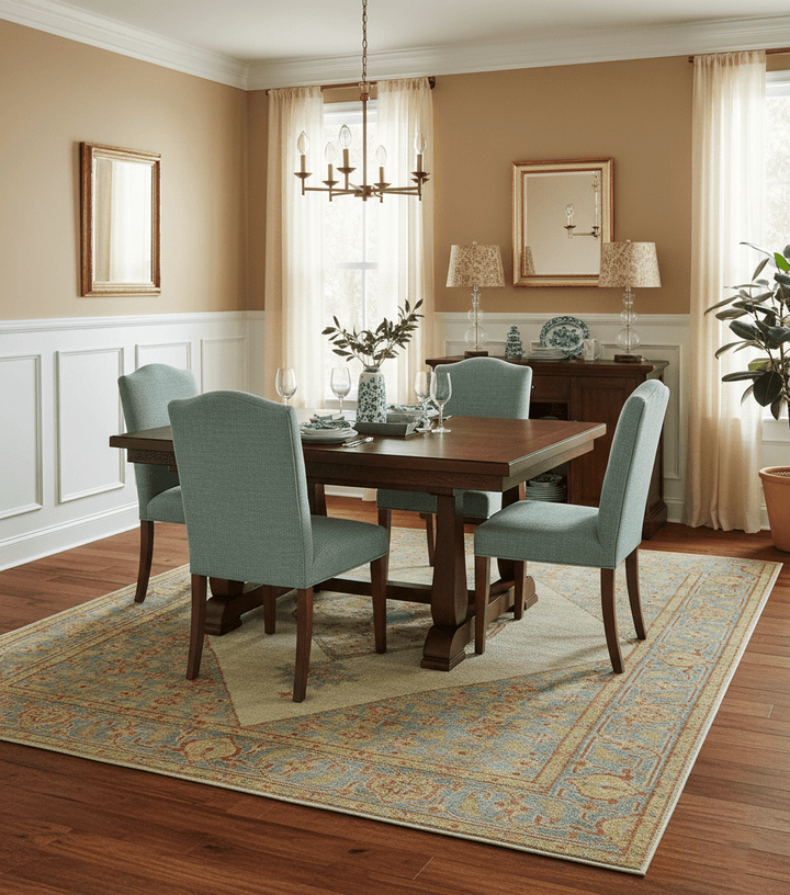 Beige and Rust Traditional Turkish Medallion Hand Knotted 8x10 Wool Area Rug - The Rug Decor