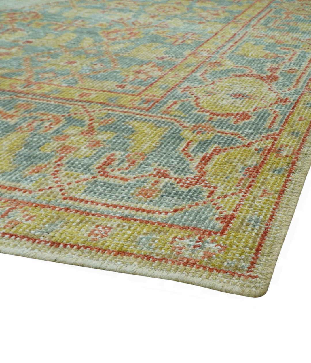 Beige and Rust Traditional Turkish Medallion Hand Knotted 8x10 Wool Area Rug - The Rug Decor