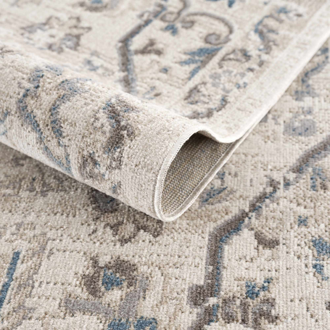 Beige and Taupe Traditional Medallion washable area rug - The Rug Decor
