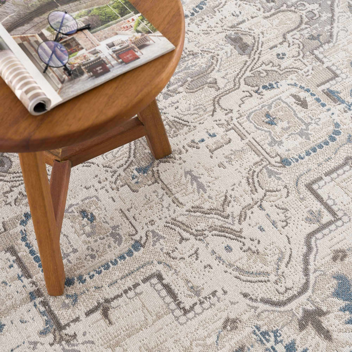 Beige and Taupe Traditional Medallion washable area rug - The Rug Decor